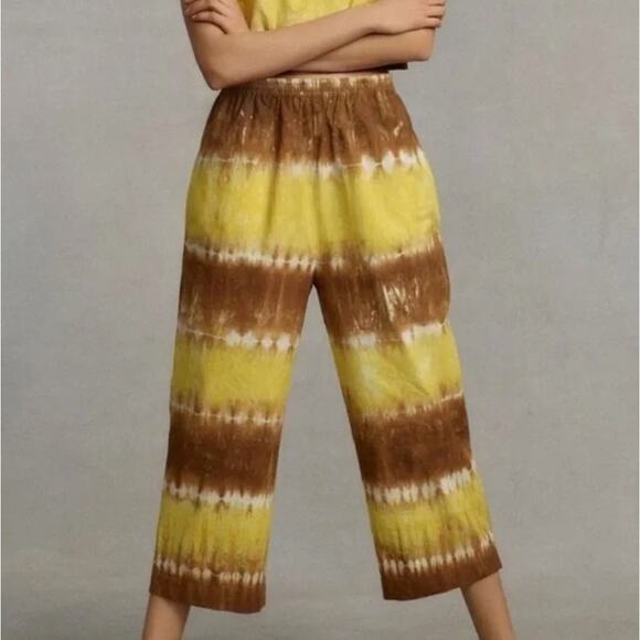 Anthropologie Pants - Anthropologie WHIT TWO Cotton Shibori Tie Dye Crop Lantern Leg Pants - Size L
